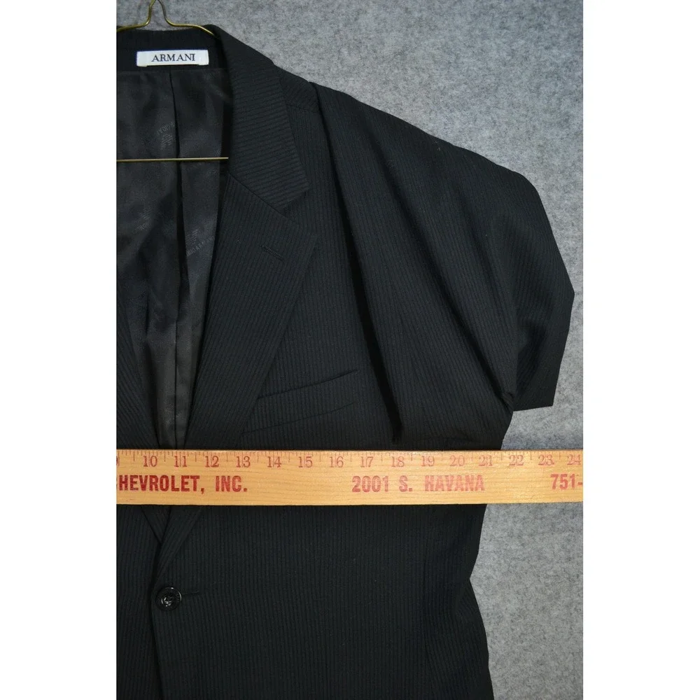 Armani Collezioni Jacket Mens 40 Black Wool Two Button Blazer Coat Striped Italy